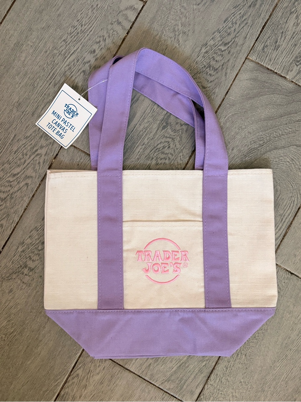 Trader Joe's Mini Pastel Canvas Tote Bag - Purple